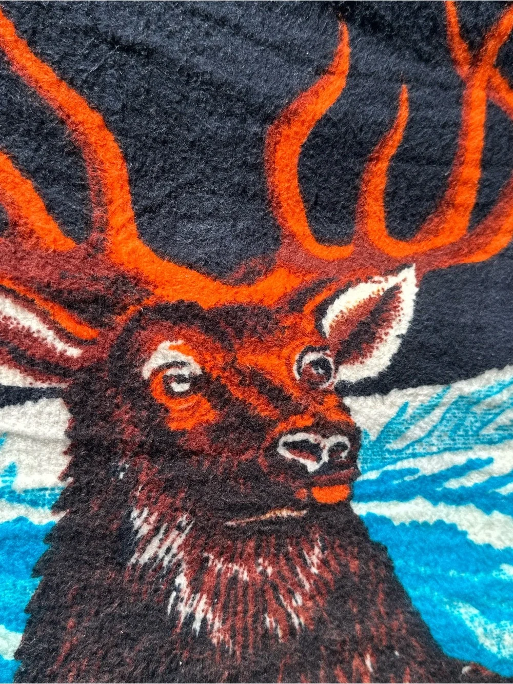 VTG 70s Deer Mountain Landscape Turkish Tapestry Wall Hanging Cottagecore Decor